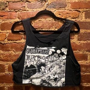 Black Subhumans Graphic Crop Top